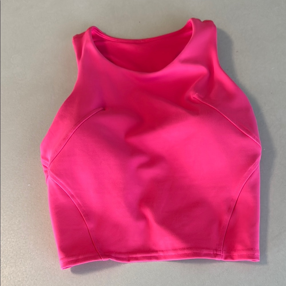 Vibrant Pink Lululemon Sleeveless Fitted Crop Tank Top